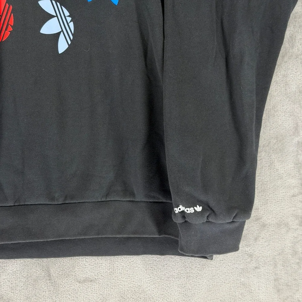 Adidas Originals Mens 2XL Black Multi Color Trefoil Circle Logo Hoodie H37732
